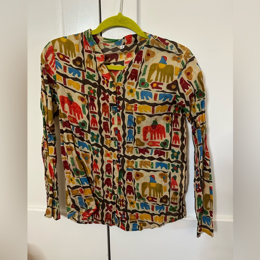 Printed button down long sleeve